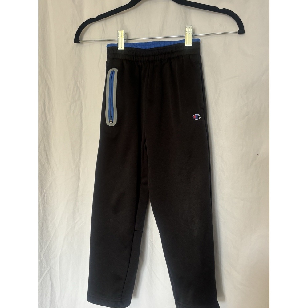 Boys Champion track pants Black‎ With Blue Accents  size 5/6 A27